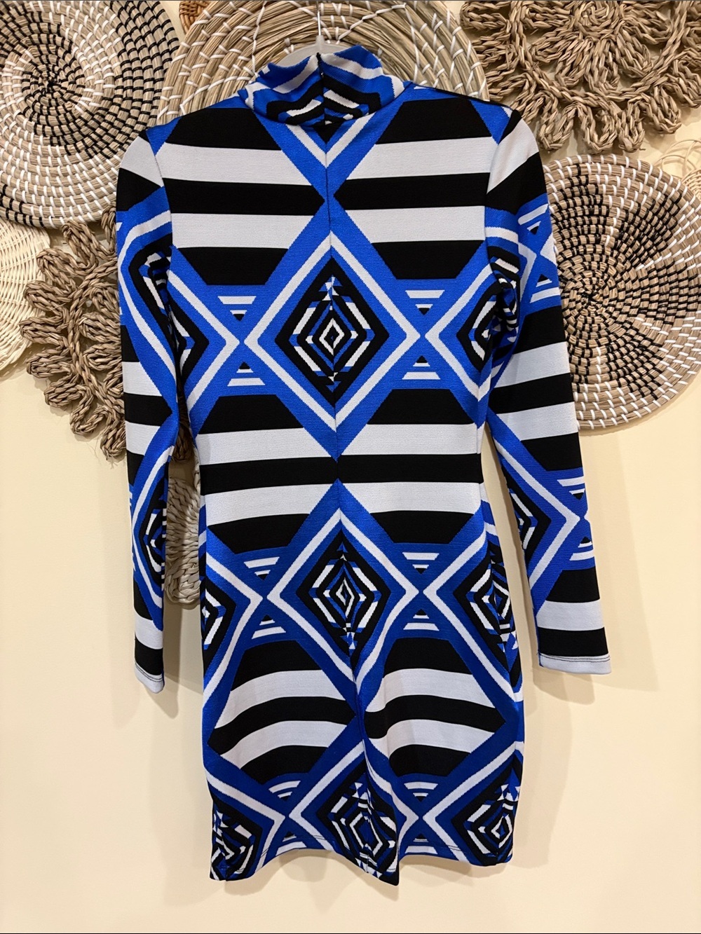 Mara Hoffman Geographic Print Long Sleeve Dress medium. Mock neck. NWT - Picture 3 of 10